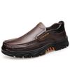 Spring business leather shoes men's soft-soled cowhide middle-aged and elderly casual men's shoes big round head thick-soled soft leather shoes men's