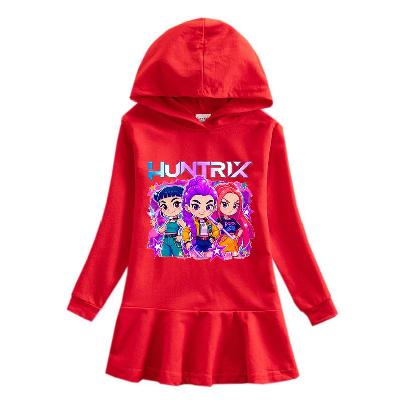 Girls Kpop Rumi Zoey Mira Hunters Printed Colorful Cute Hooded Dress
