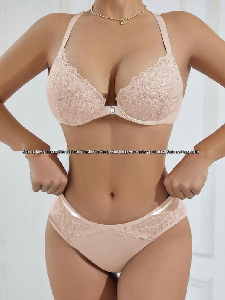Großgrößen Frontverschluss Damen-Dessous-Set mit schönem Bügel-BH am Rücken