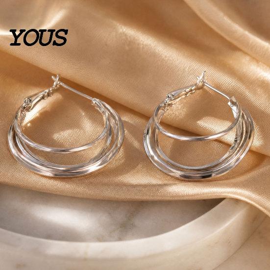 Earring 1 Pair Gold/Silver Hoop Earrings for Women, Chunky Casual And Formal Triple Split Earrings, Multi Statement Jewelry