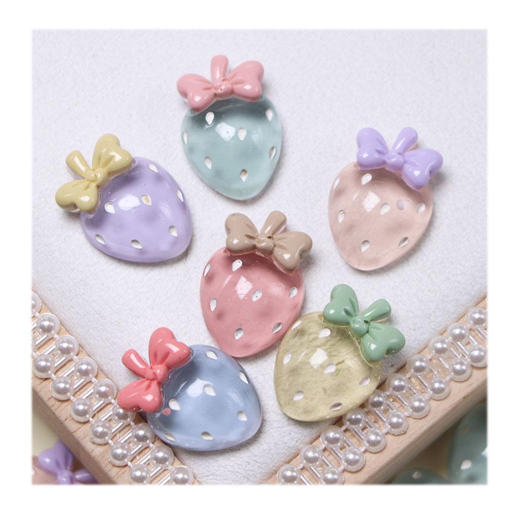 100PCS Resin Transparent Strawberry Flatback Cabochon Scrapbooking for DIY Crafts Shoe Charms