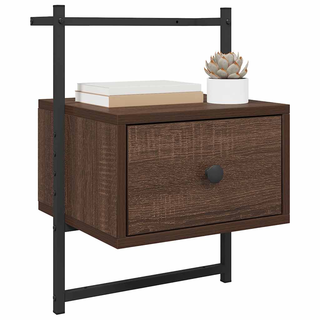 Wall Mounted Nightstand Brown Oak Look 35 x 30 x 51 cm Engineered Wood