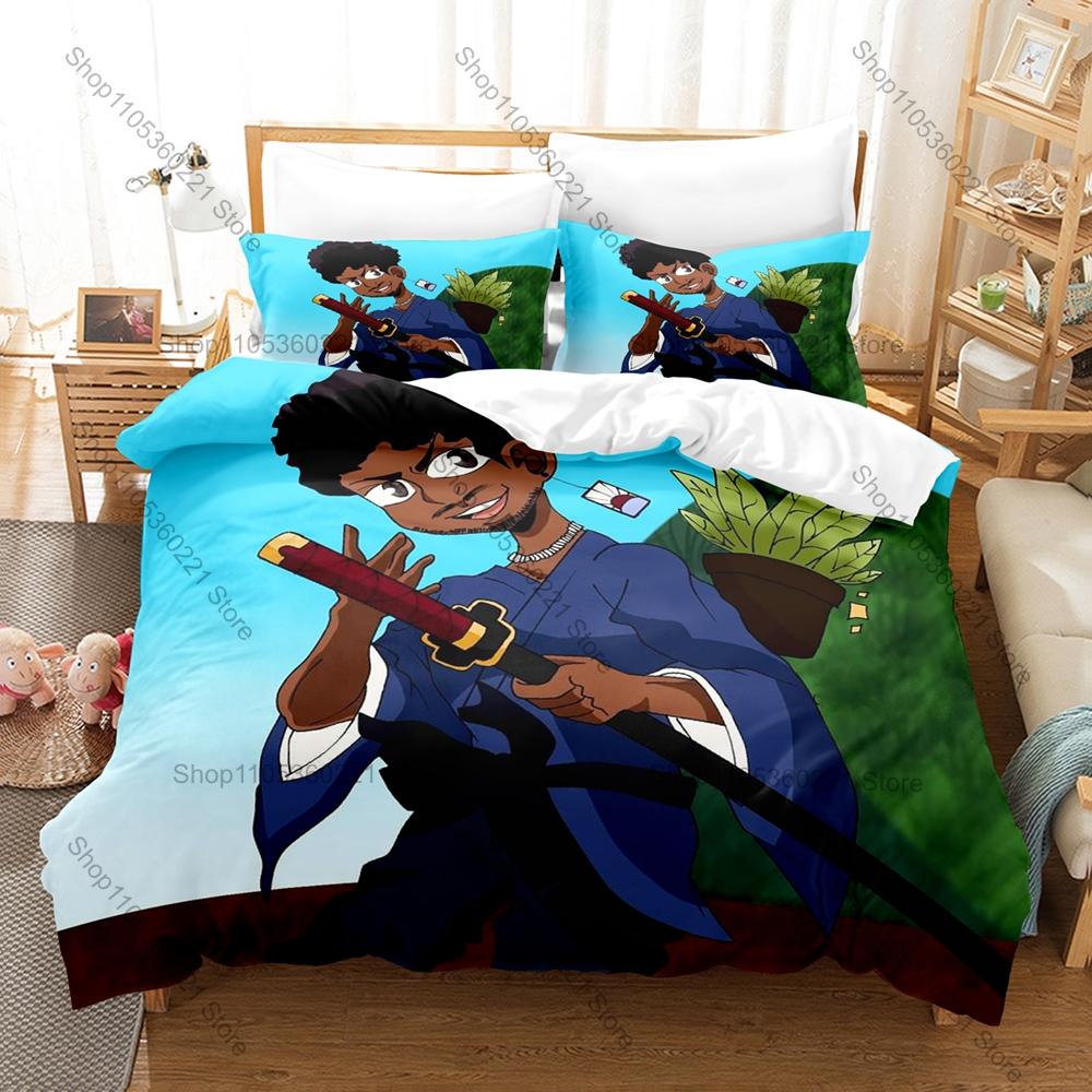 C-CoryxKenshin 3D Print Bedding Set Includes Duvet Cover + 2 Pillowcases Horror Game Samurai Community Bedroom Decor For Fans
