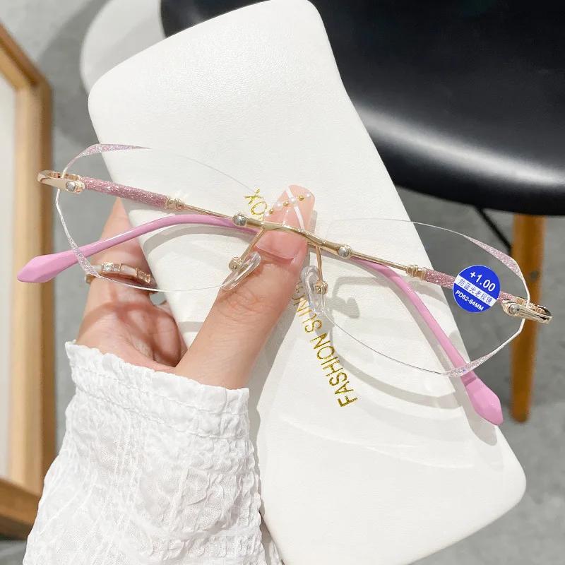 Luxury Diamond Reading Glasses Women Anti Blue Light Fashion Eyewear Diopter 0 To +4.0