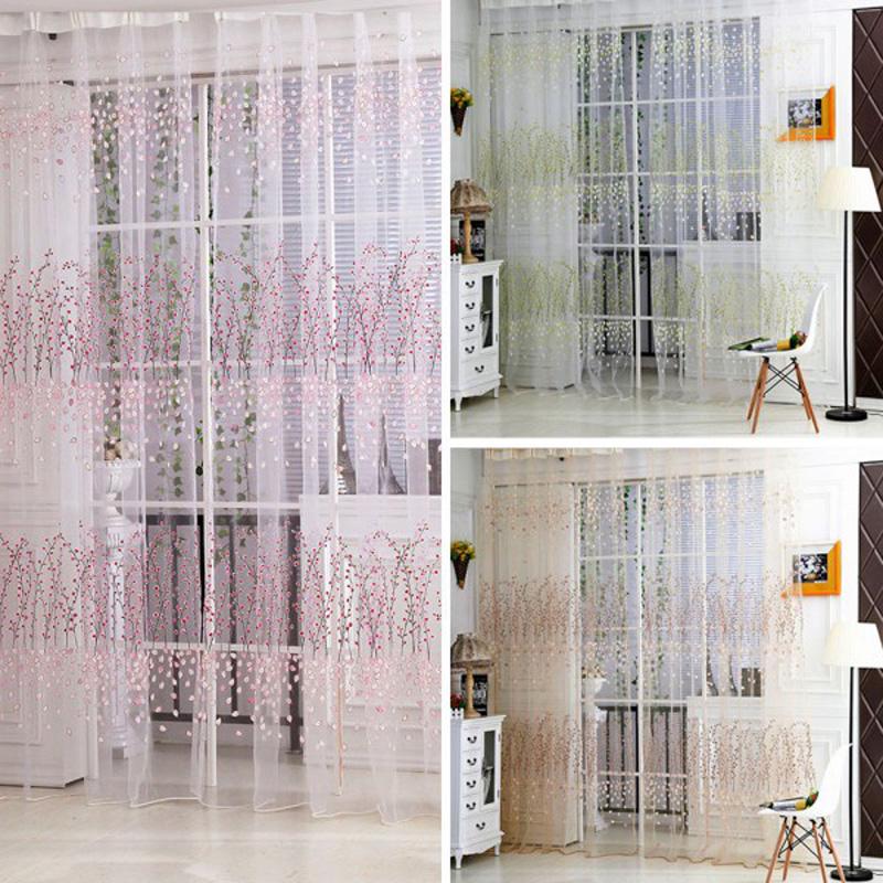5# Wintersweet Door Curtain Tulle Window Treatment Voile Tulle Drape Valances