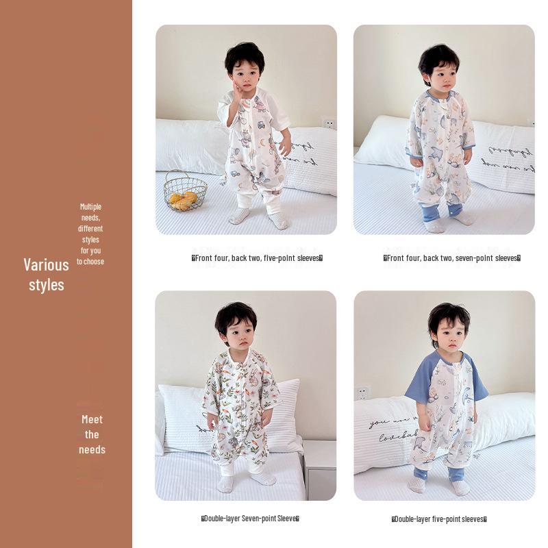 Bamboo Fiber Infant Sleeping Bag - Summer Anti-Kick Gauze Pajamas for Babies