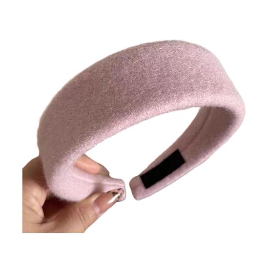 Women Headband Wide-Brimmed Sponge Filling Soft Suede Texture Hair Hoop Autumn