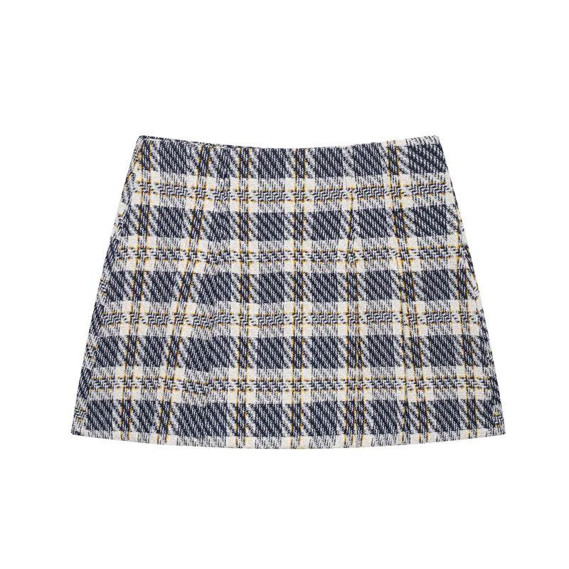 

Zbzr Весна Новая Женская одежда Западный стиль А-силуэт Миди Короткое платье 8574022 Жилет Жилет 8574021 Gingham overskirt L