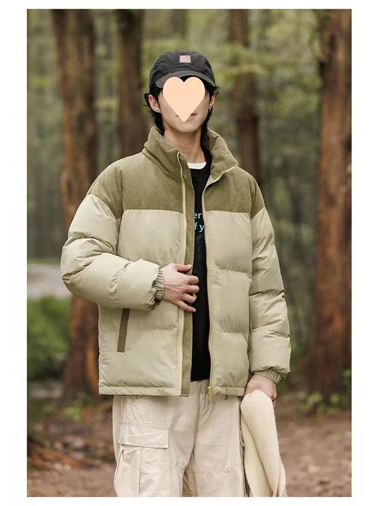 Winter Stand Collar Puffer Jacket: Double Color, Thick Cotton, Unisex