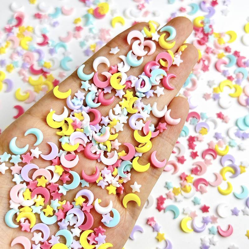 New Nail Art Resin Star Moon Ornaments Mini Small Macaron Nails DIY Phone Case Decoration