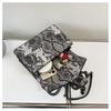 2024 Floral Crocodile Pattern Chain Crossbody Bag: Double Compartment Flap Shoulder Backpack