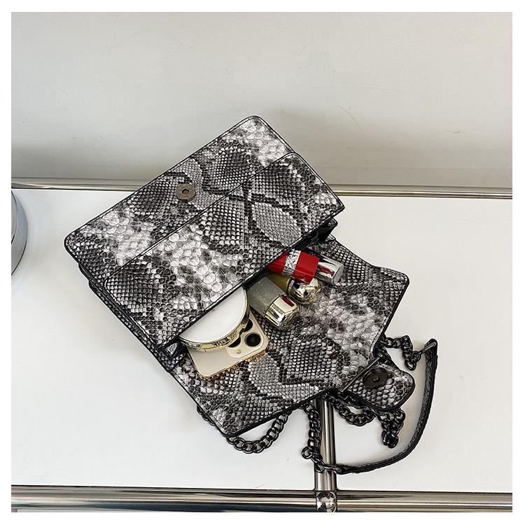 2024 Floral Crocodile Pattern Chain Crossbody Bag: Double Compartment Flap Shoulder Backpack