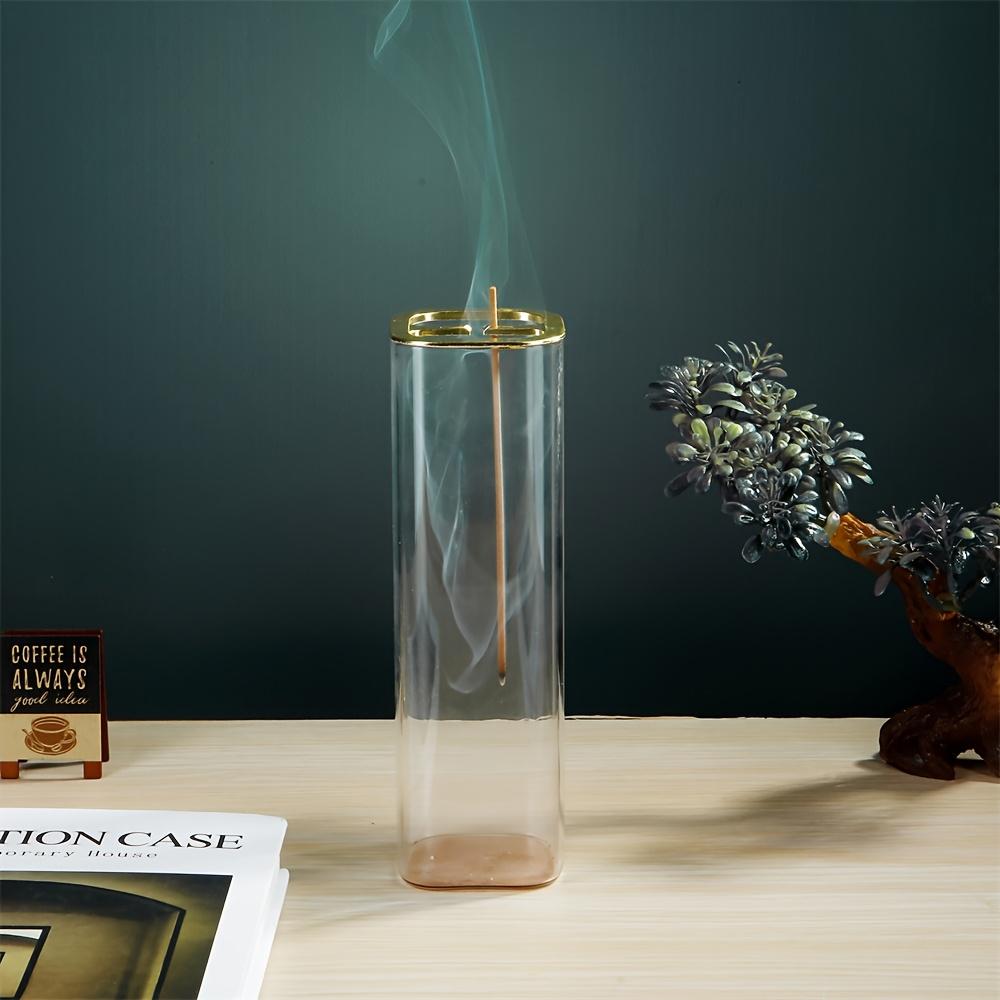 Eleganter Glas-Räuchergefäß mit abnehmbarem Aschefänger, 2-in-1 Kegel- und Räucherstäbchen-Duft, unparfümiert, geeignet für Heimdekoration