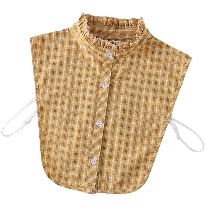 Rundhals Pilzkante Gelber Kragen Hemd Falscher Kragen Kinder Spitzkragen Karomuster Stehkragen Baumwolle Student B537