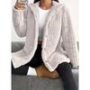 Autumn and Winter Solid Color Long Sleeved Textured Button Hooded Loose Plush Women's Coats