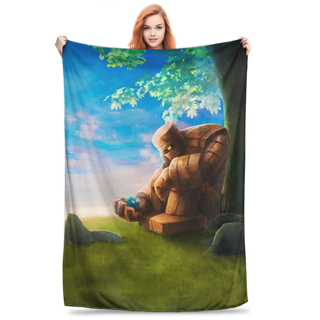 D-Dragon Quest Slime Plush Blankets Kids  Flannel Throw Blanket For Couch Chair Sofa Bed Warm Custom Quality Bedspread Gift Idea