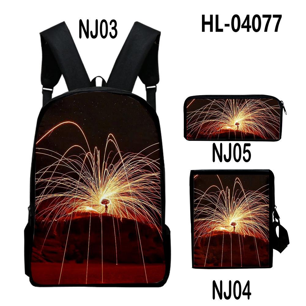 Iconic Distinctive Black Rock Shooter 3D Design 3pcs/Set Learner Bags Everyday Laptop Everyday Backpack Sling Carry Tote Pencil Pouch