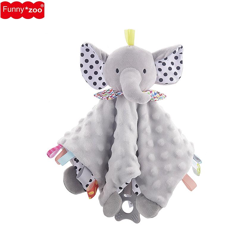 

Funnyzoo Baby Animal Soothing Toy & Blanket with Teether and Rattle Bib As shown