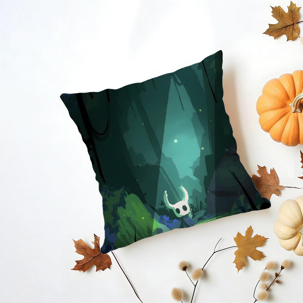 HHollow Knight Silhouette Cushion Cover Washable Linen Pillowcase Soft for Daily Sofa Bed Home Room Decor
