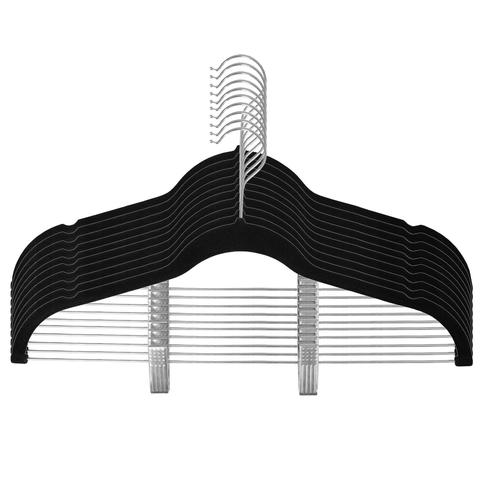 

5/10 шт. вешалки для одежды с подвижными зажимами, бархатные ультратонкие нескользящие вешалки для юбок, брюк, вешалки для 10pcs чёрный