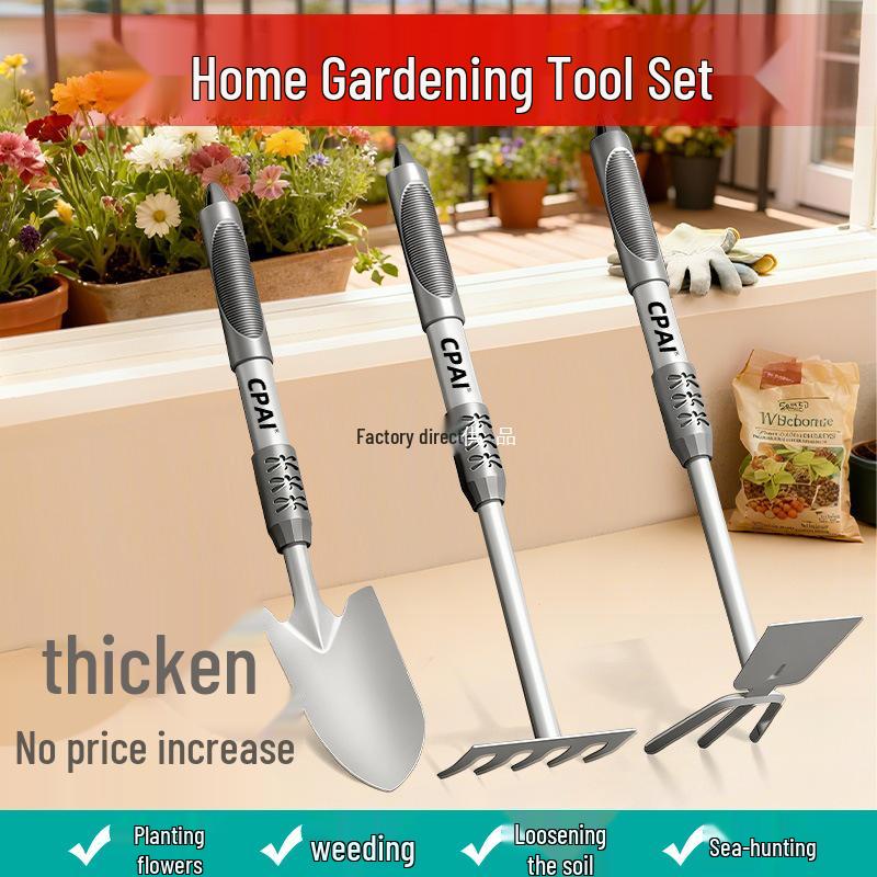 CPAI Gardening Tool Set: Small Shovel, Rake, Hoe, and Spade for Planting Flowers and Vegetables.