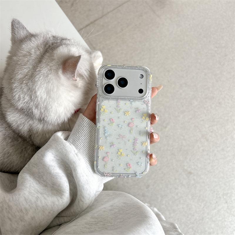 

High-End Glitter Floral Chain Phone Case for iPhone 17/16 Pro Max/15/14 iPhone 17 Pro Max