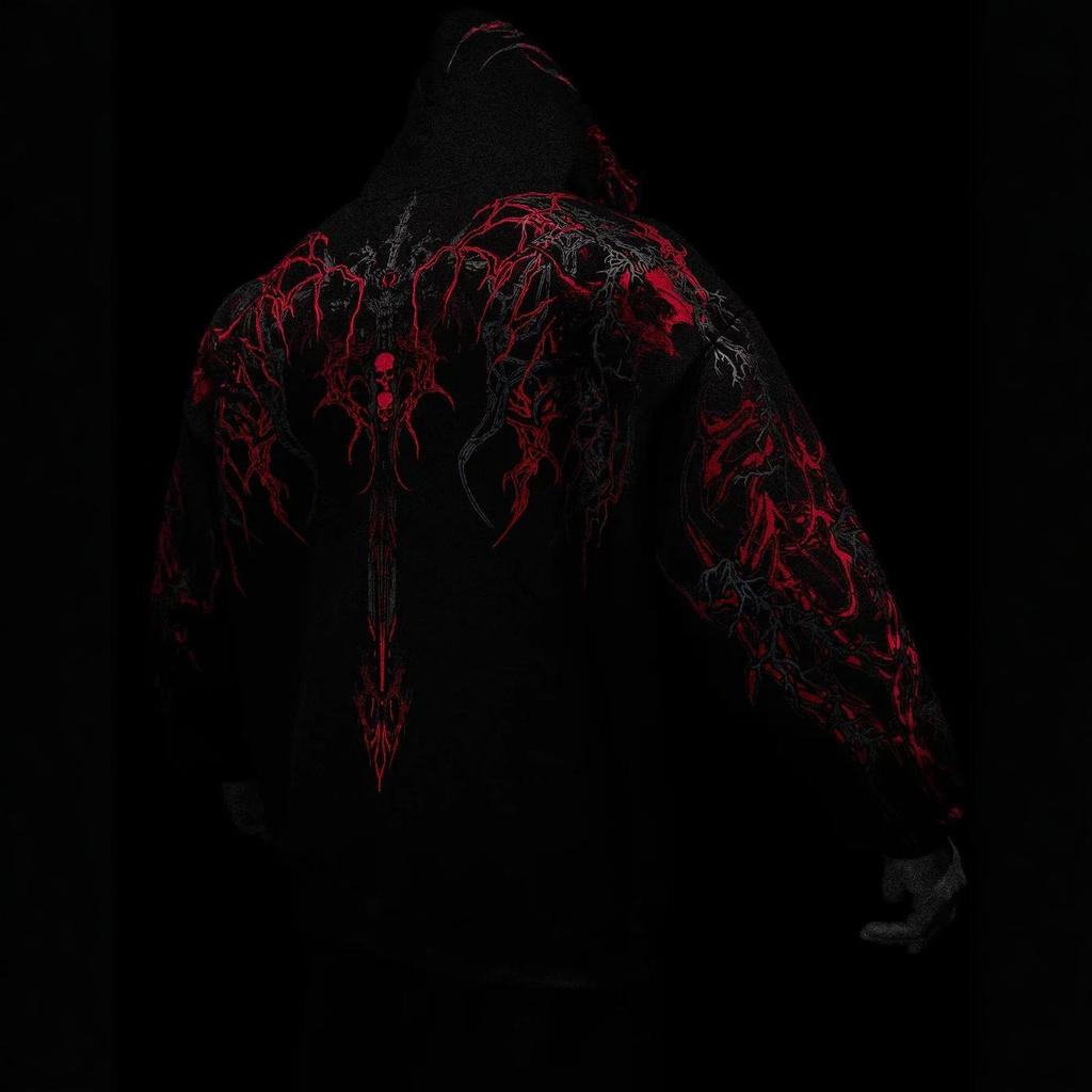 Breathedivinity Men's Dark Style Hoodie - Trendy Autumn/Winter Sports Outerwear