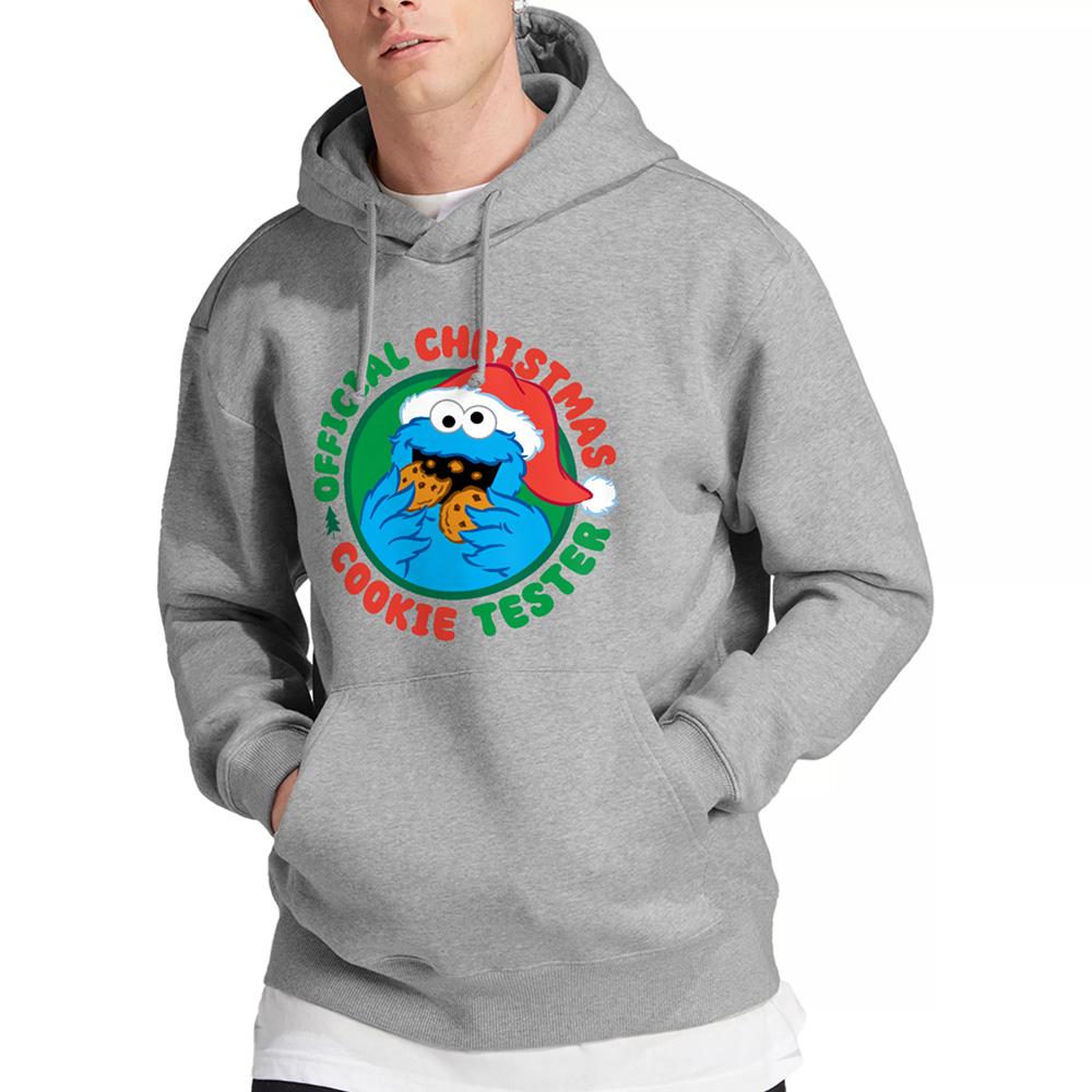 Sesame Street Unisex Adult Official Cookie Tester Heather Christmas Hoodie