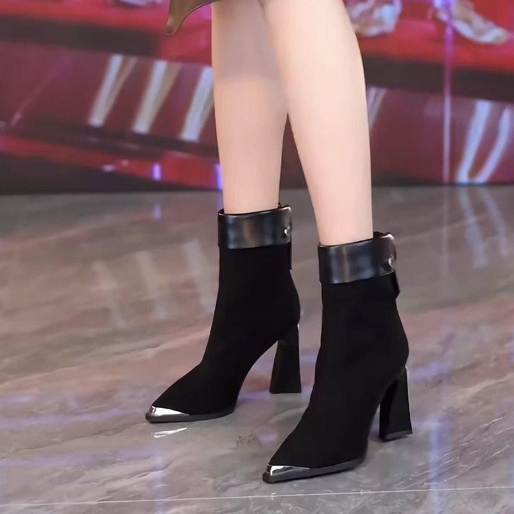 Fashion 2024 Autumn New Fashion Mixed Color Lace Up Ankle Boots for Women Europe America Pointed Toe High Heel Big Size Shoes