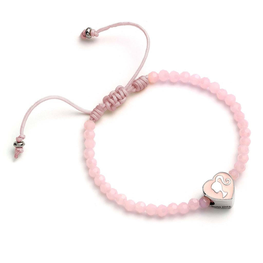 barbie Pink Bead Friendship Bracelet with Heart Shaped Bead
