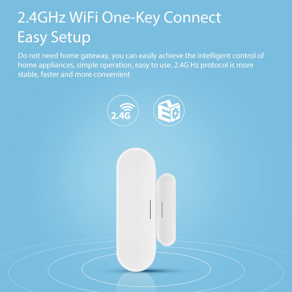 Smart WiFi Door Window Sensor Home Security Sensor with Push Notification Smartphone APP Remote Control Replacement for
