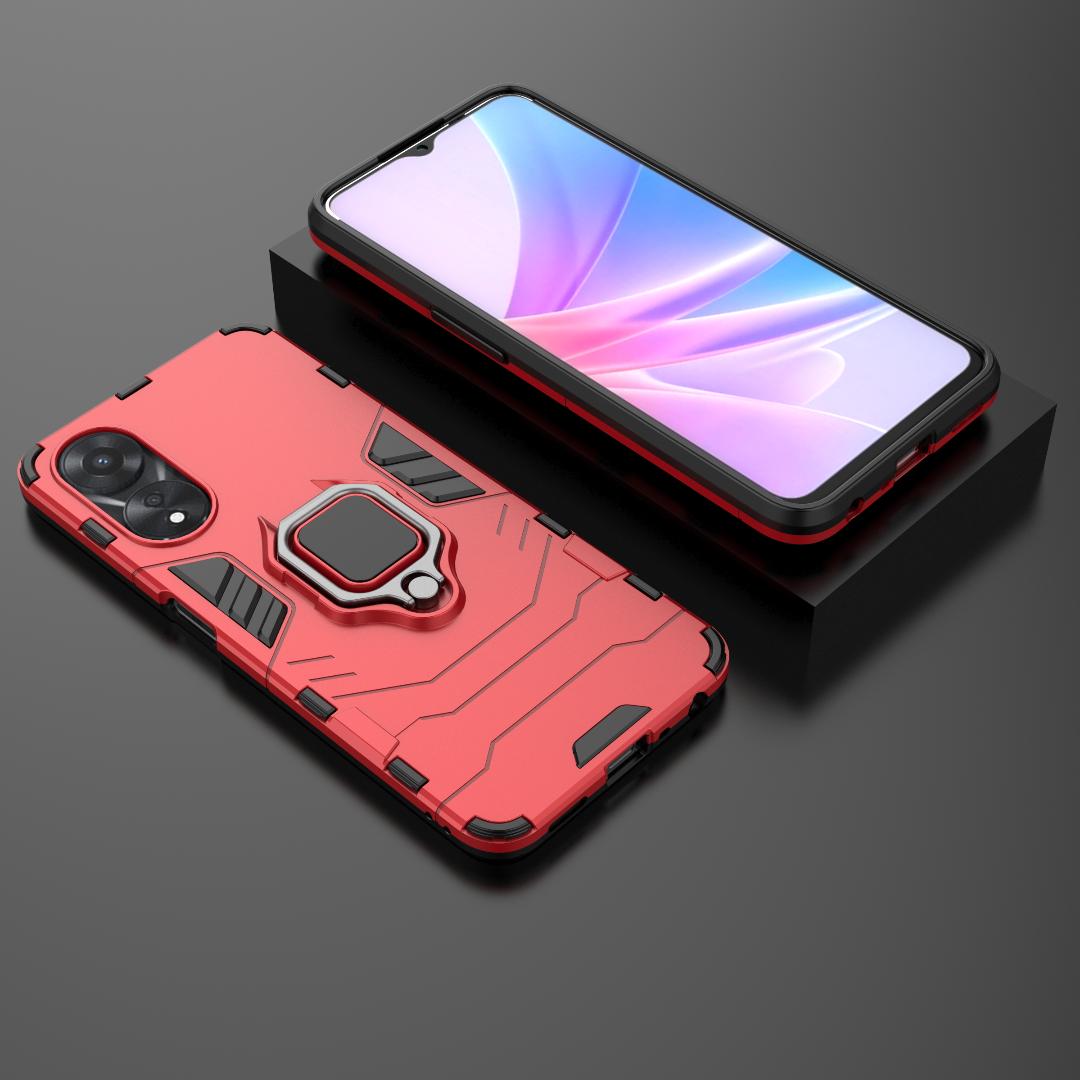 

Для OPPO A58 A 58 4G чехол противоударный жесткий чехол-подставка для телефона с кольцом задняя крышка For OPPO A58 4G красный