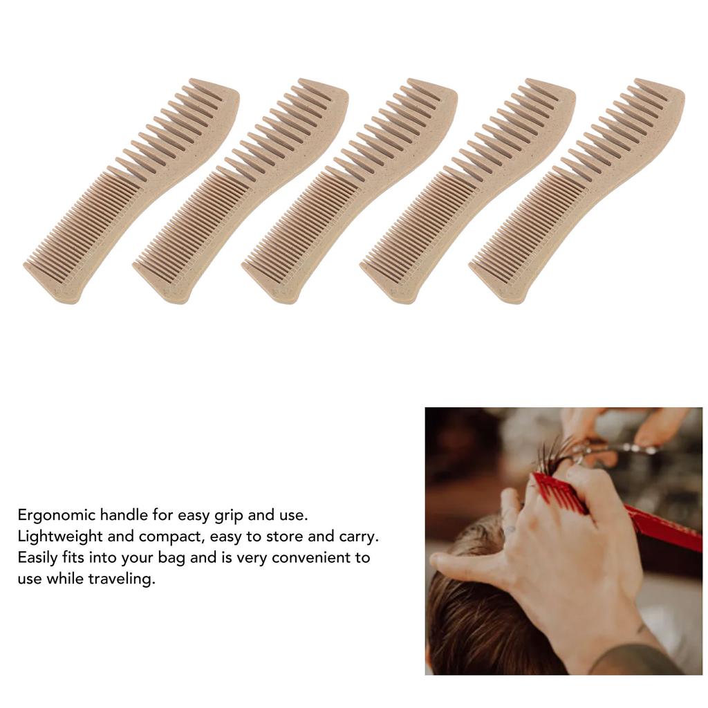 10Pcs Fine Wide Tooth Comb Wheat Straw Round Teeth Portable Hair Styling Comb Set for Home Travel