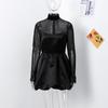 Elegant Lace Dresses Women See Through Long Sleeves Puffy Dresses Female 2026 Fashion Solid Color Evening Party A Line Dresses Lady