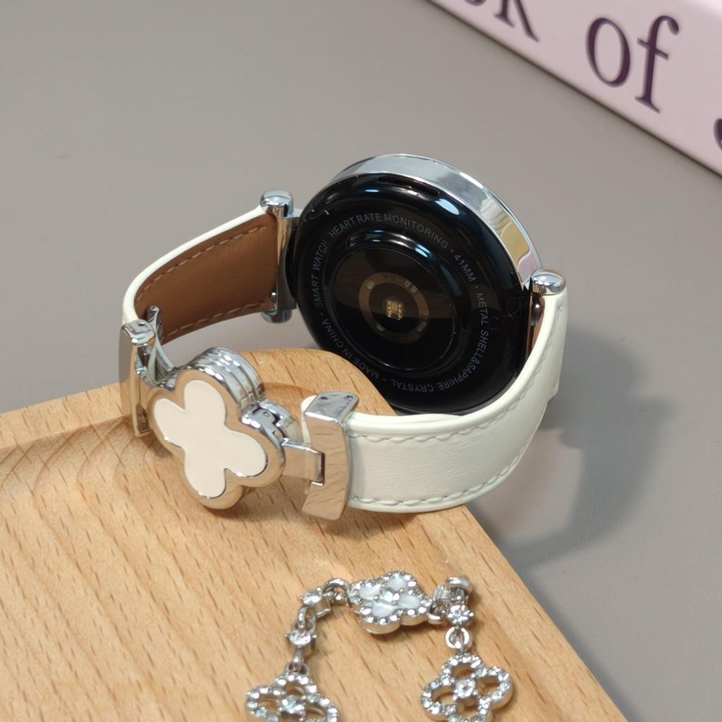 Magnetisches Kalbslederarmband Kleeblatt für Huawei GT4/5, Apple, Xiaomi, Samsung - 18/20/22mm