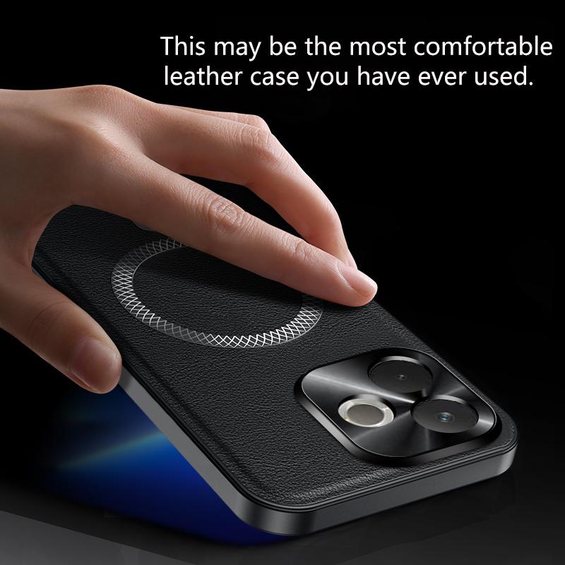 For Oppo A5 Pro 5G Case Magnetic Elegant Leather Wear-Resistant Lens Fully Covered Non-Slip Grip Edge Cover Shell