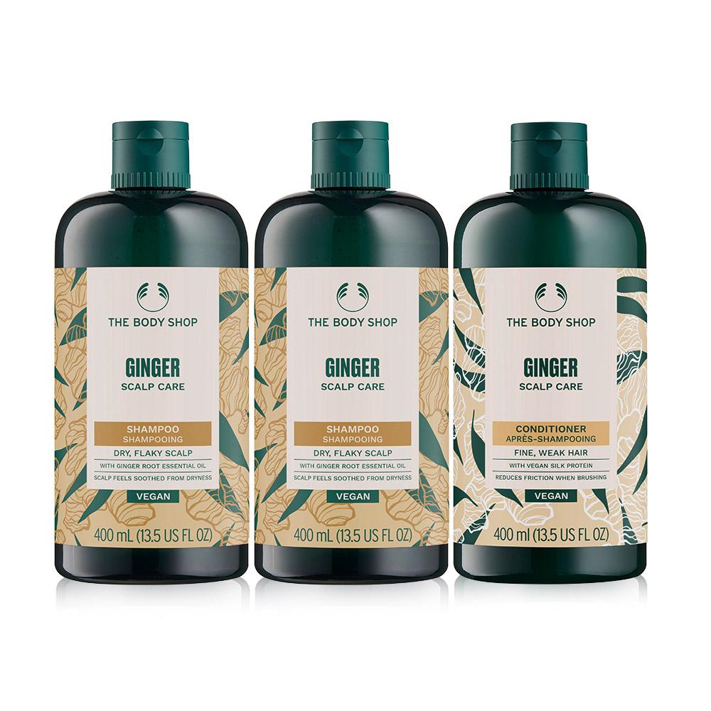 

[The Body Shop] Ginger Scalp Care Shampoo & Conditioner 400ML 2+1 Set (2 Shampoos + 1 Conditioner)