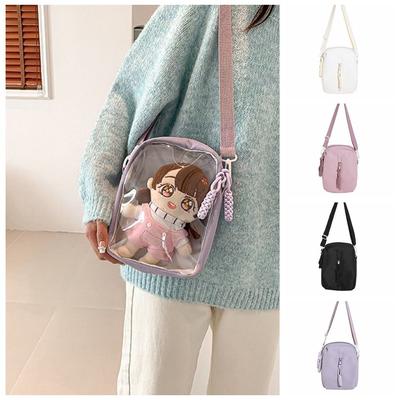Solid Color Kawaii Itabag Zipper Bag Crossbody Bags Transparent Bags Small Item Bag Storage Bag Shoulder Bag 20cm Doll