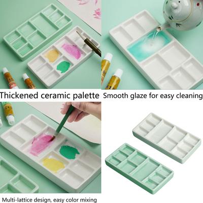 Tavolozza Pittura in Ceramica 9 Pozzetti Tavolozza Mescolanza Colori Vassoio Pittura Tavolozza Quadrata per Artista Studente Pittura ad Acquerello Olio