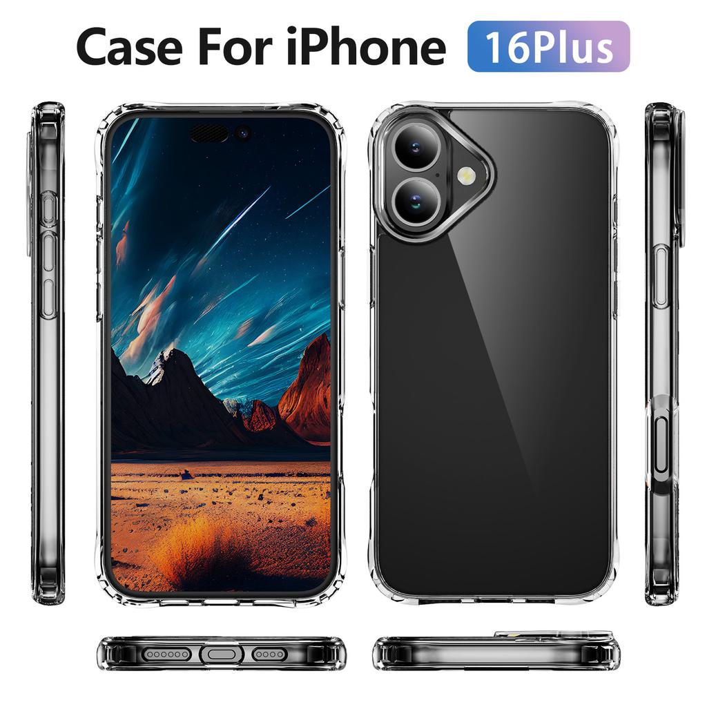 Transparente stoßfeste Hülle für iPhone 17 Air 16 Plus 15 pro max Anti-Vergilbung Air-Guard Ecken Erhöhte Kante Bildschirmschutz Kamera Schutzhülle