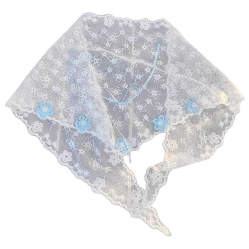 

Girl Bows Bandana Elegant Headscarf Creative Bandana Hair Scarf Headwear Gifts Warm Lace Head Wrap Trendsetting синий