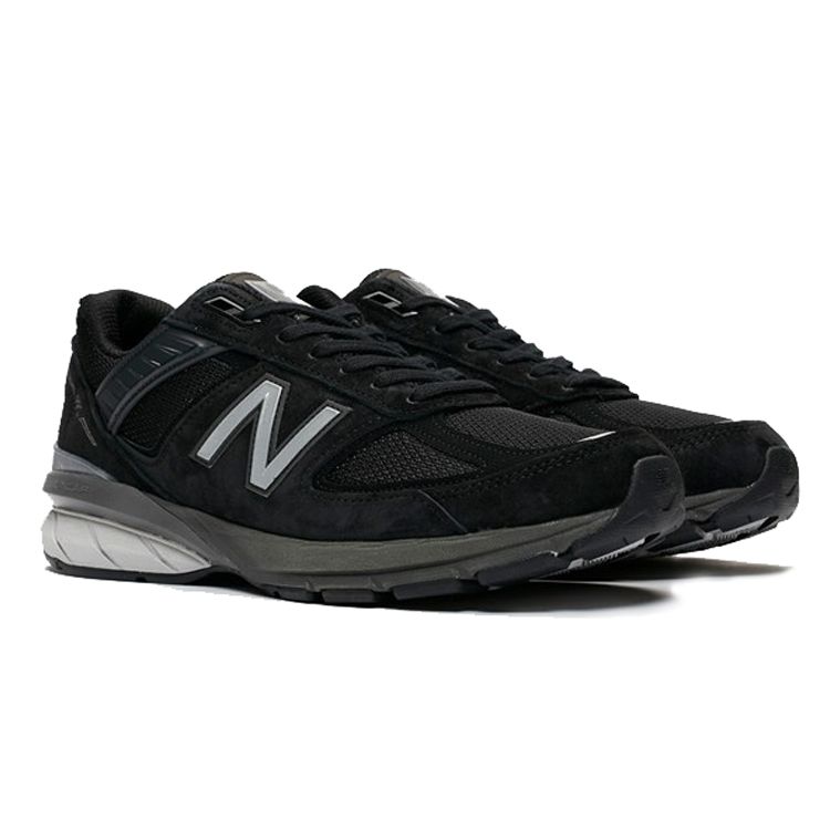 New Balance Nb 990 V5 Retro Fabric Leather Cushioning Durable Low Top Running Shoes Men Sneaker Black M990BK5(2E)
