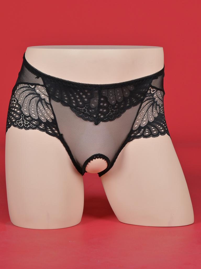 Sexy Open Crotch Panties Women Men Lace Transparent Briefs Erotic Crossdresser Underwear Sissy Gay Lingerie Underpant Knickers