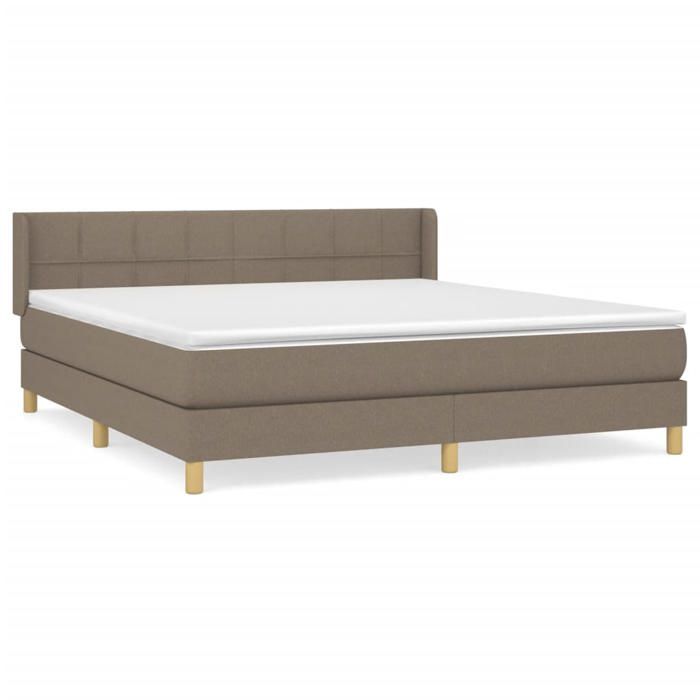 3130285 vidaXL Lit à sommier tapissier avec matelas Taupe 160x200 cm Tissu