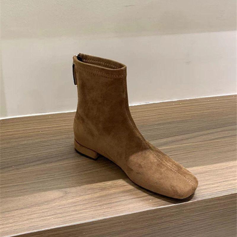 Short Boots Women's Spring and Autumn Single Boots 2025 New Versatile Simple Thick Heel Martin Boots Suede Korean Small Ankle Boots Thin Boots