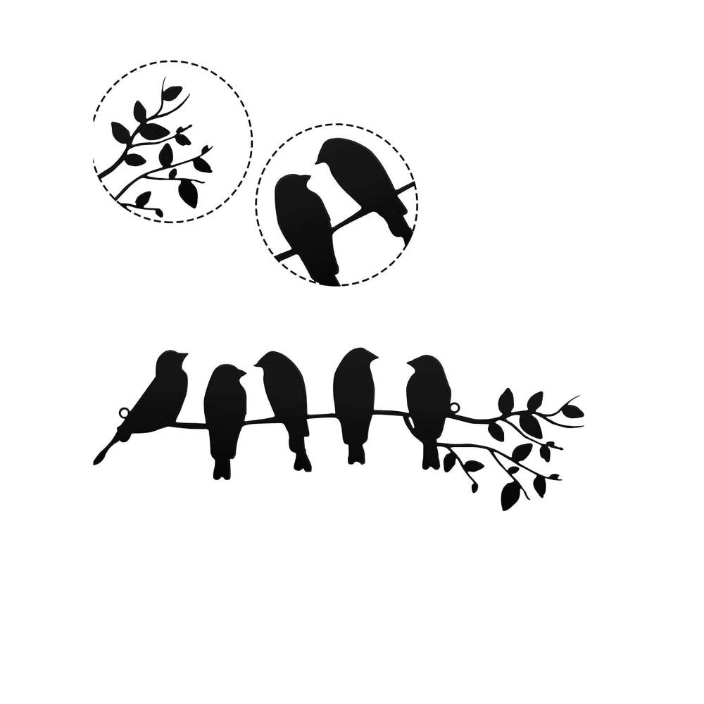 Wrought Iron Wall Hanging Bird Home Decor Metal Art Craft 1pc