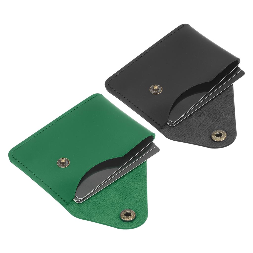 1/2Pcs Slim Leather Card Holder with Snap Closure Leather Front Pocket Wallet Card Case Holder for Men and Women Business Office