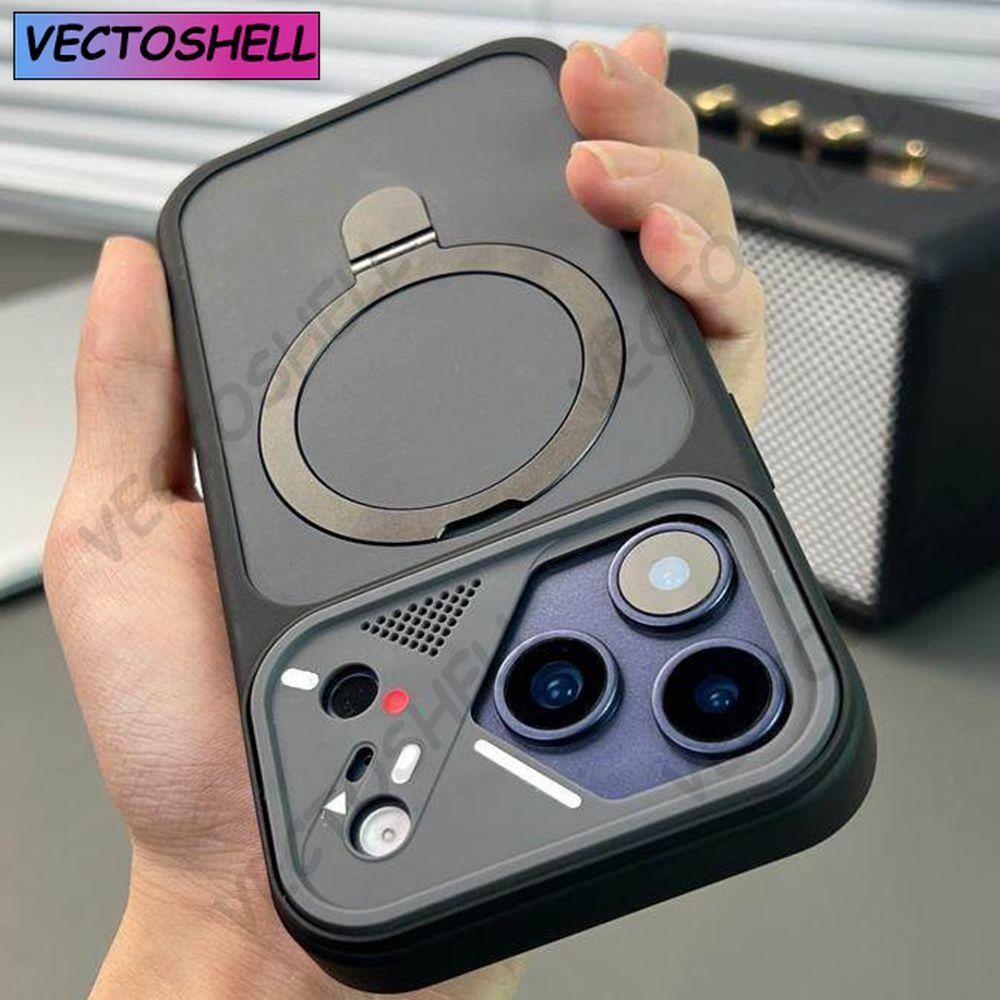 Luxury Matte Soft Frame For Magsafe Holder Case For iPhone 17 Air 16 15 14 13 12 Pro Max Plus 11 Bracket Shockproof Armor Cover