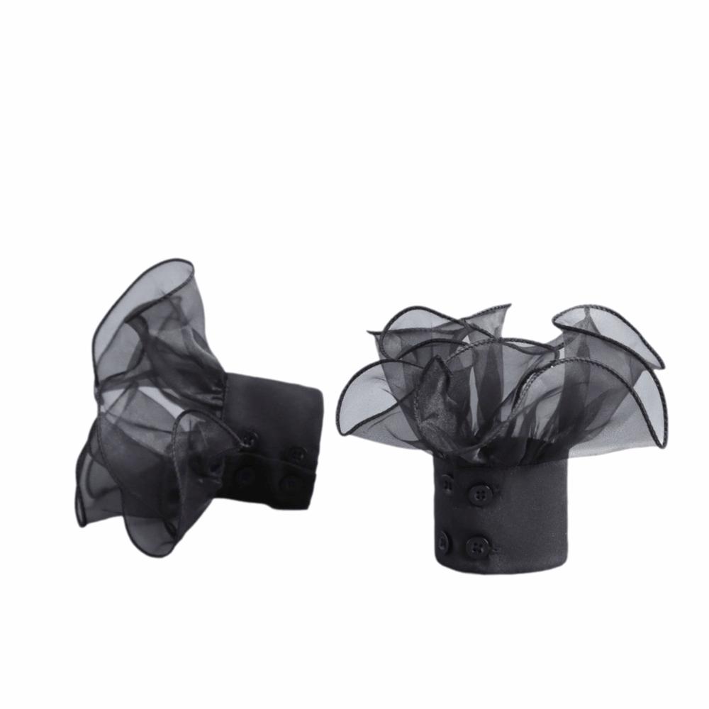 Polyester Trim False Collar Ruffle Design Breathable Detachable Collar Lace Trimmed Matching Arm Cuffs Half Shirts