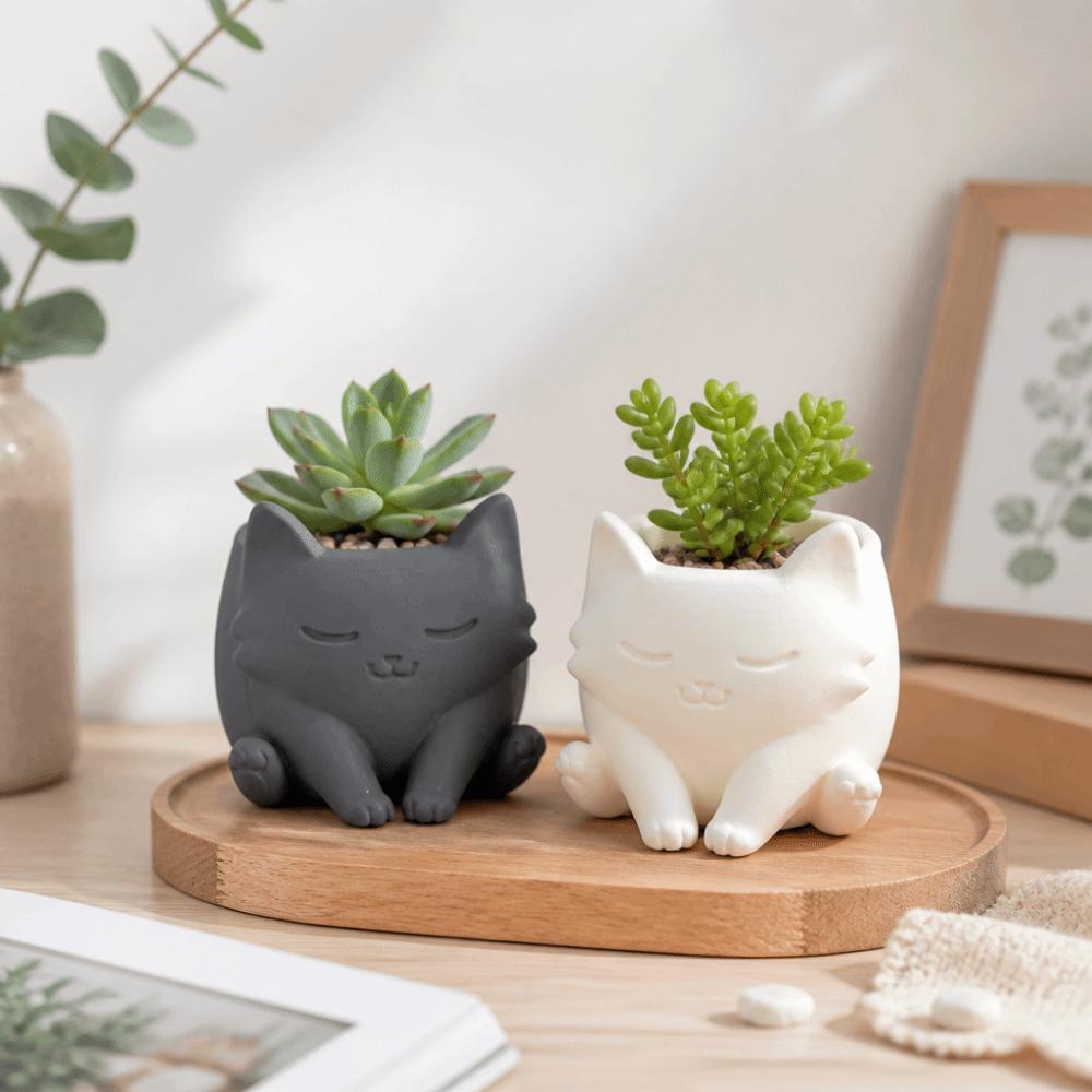 Ornaments Cat Shaped Flower Pot Lovely Plant Container For Plant Lovers Succulent Flower Pot Table
